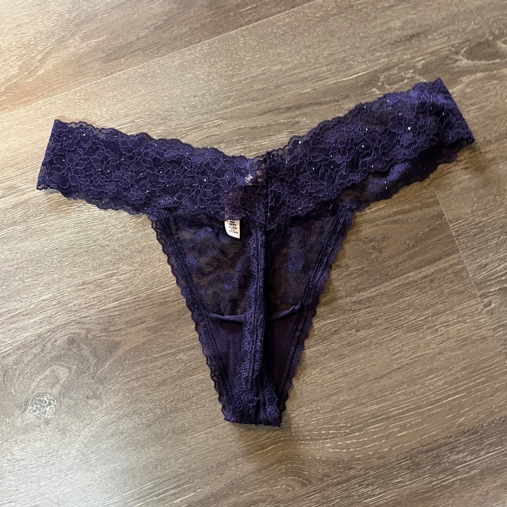 Victoria's Secret Purple Lace Thong - Picture 3 of 5